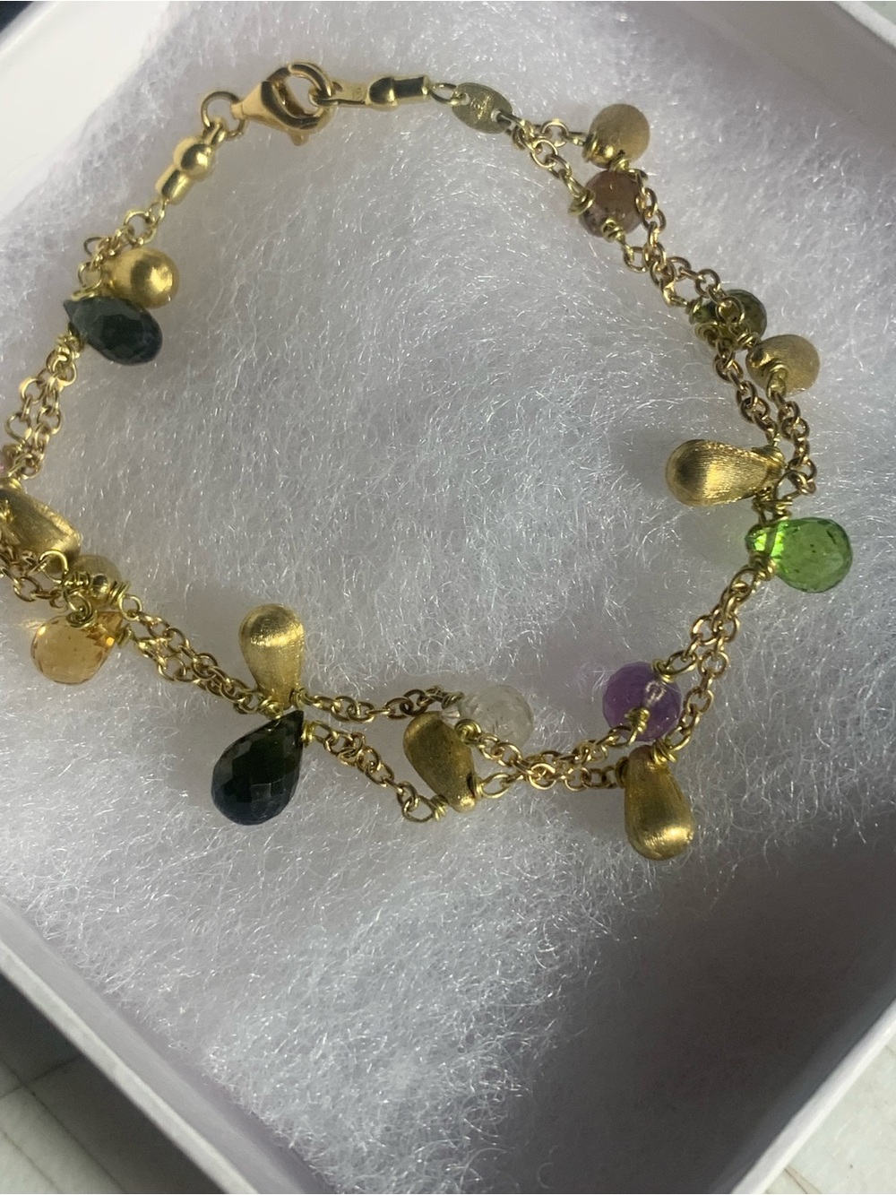 18k 750 Gold Multi Gem Teardrop Bracelet - Women Jewelry! Stunning ๐ฉท - Picture 3 of 16